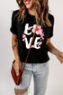 Black Love Cherry Blossoms Graphic Print Short Sleeve T Shirt